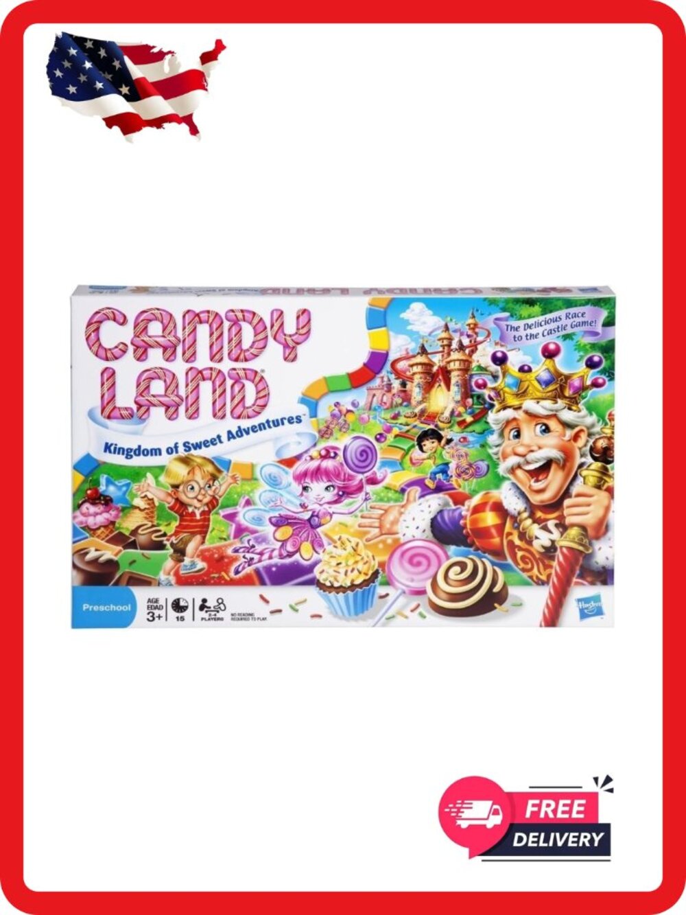 Hasbro Candy Land Kingdom of Sweet Adventures Board Game Kids Ages 3+ New